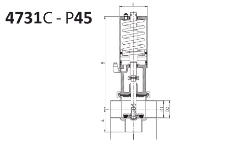 Клапан седельный Т-тип с пневмоприводом 47310-P45