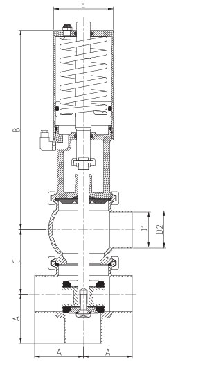 Клапан седельный LT-тип воздух-пружина (сталь aisi 316l)