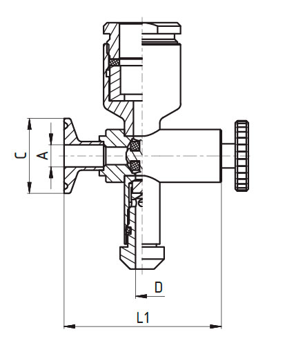 Нижний кран для уровнемера с пробоотборником кламп 5314C